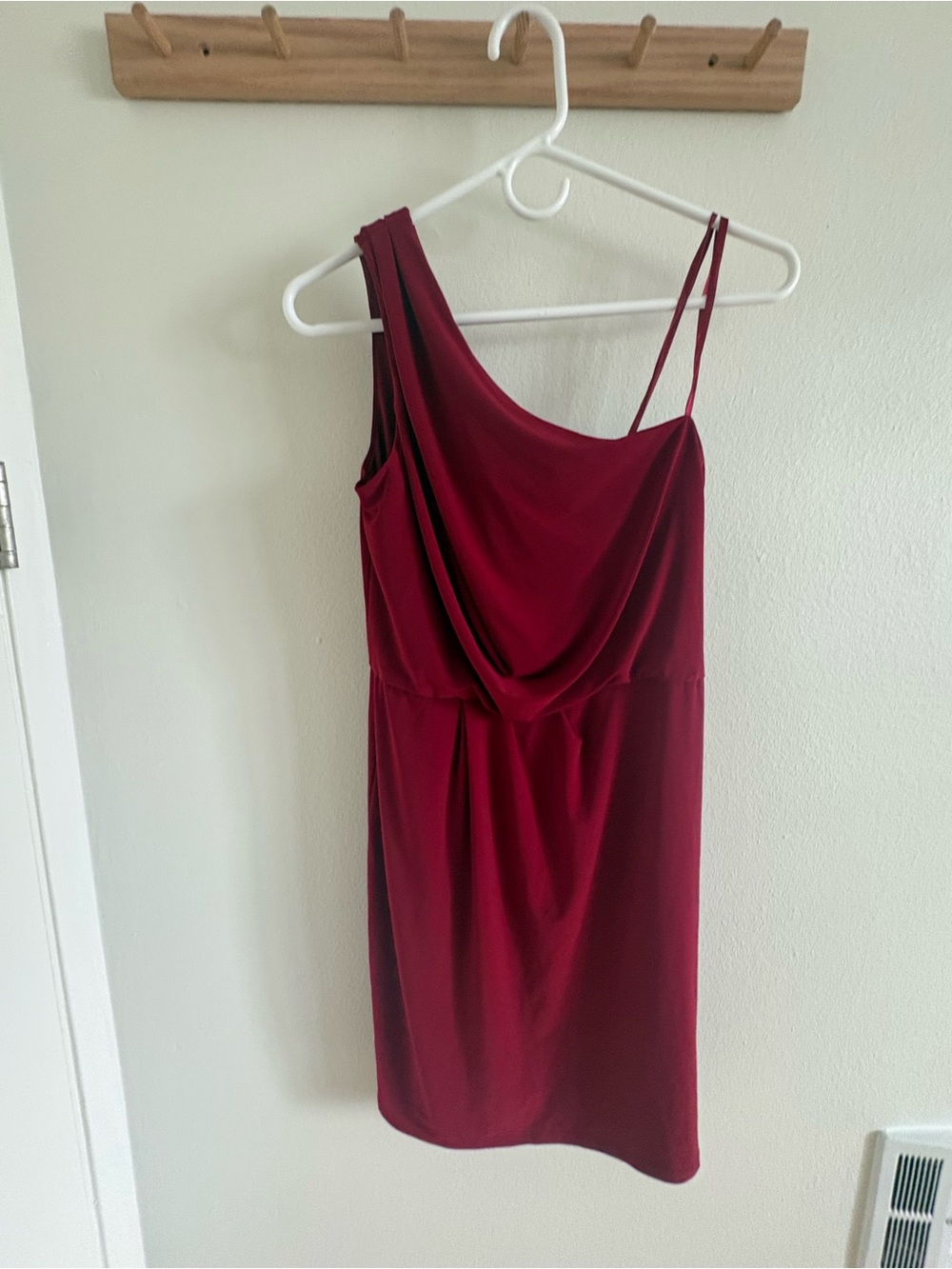 Adrianna Papell One-Shoulder Draped Cocktail Dress - Burgundy
